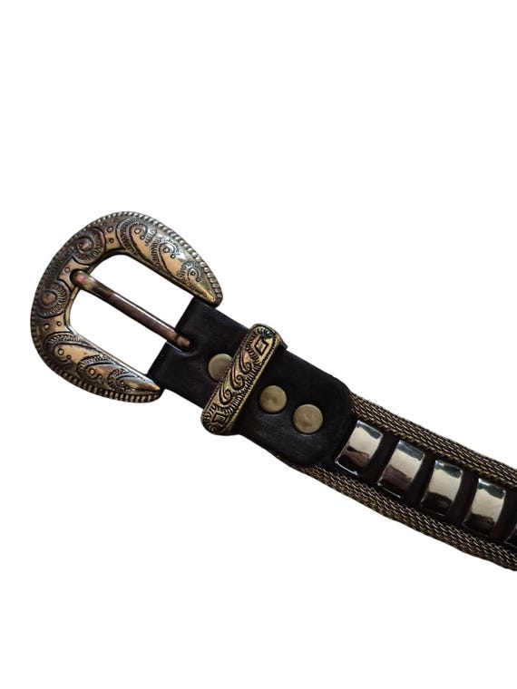 Spain Vintage Leather/brass Western Belt M/L - Etsy display picture 1