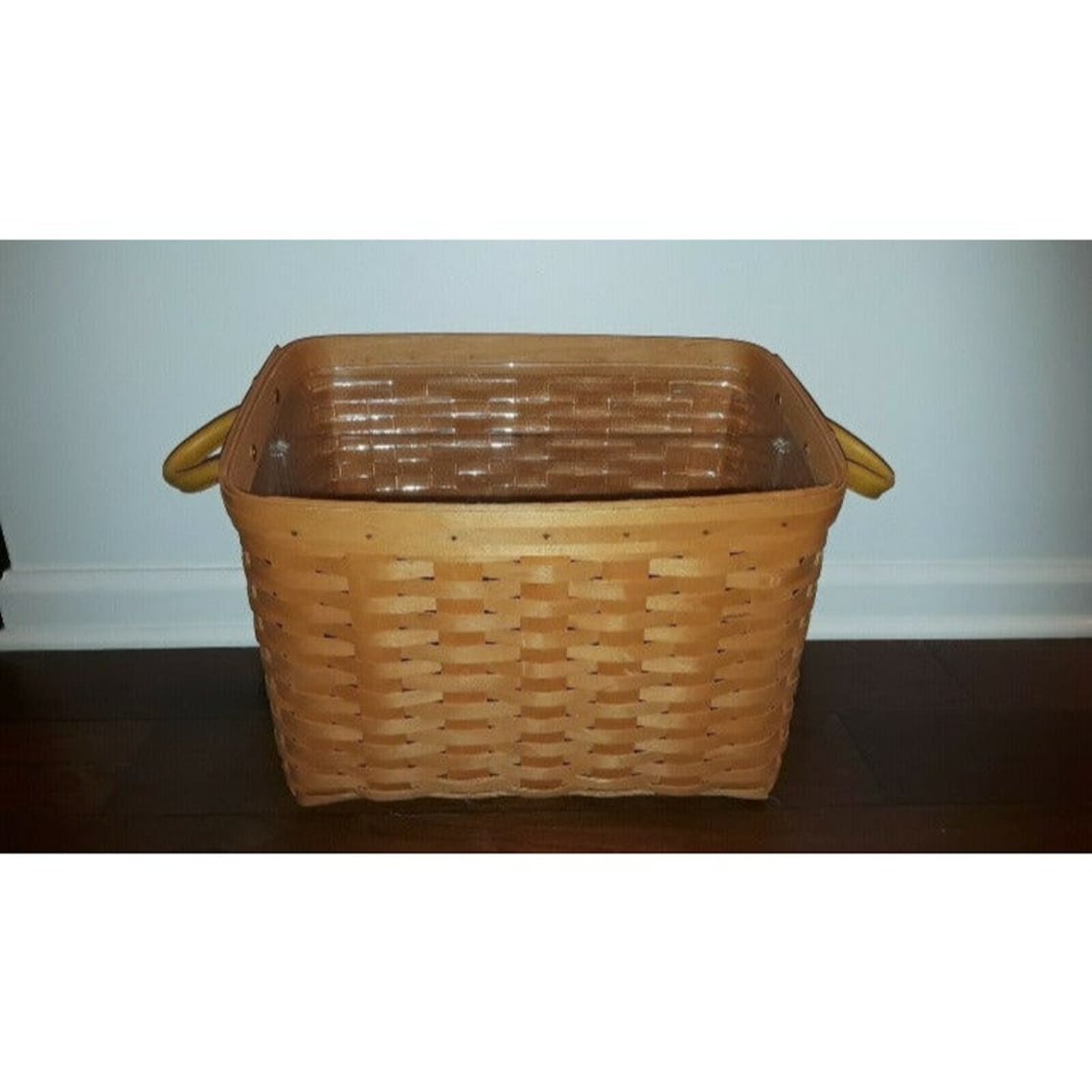 Longaberger Newspaper/magazine Basket W/ Leather Handles and Liner