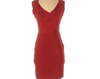 Cache Red Knit Bandage Short Casual Bodycon Dress S