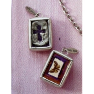 Jewel Kade Vintage &quot;Faith Takes Flight&quot; Purple Cross/Butterfly Pewter Charm Pendent