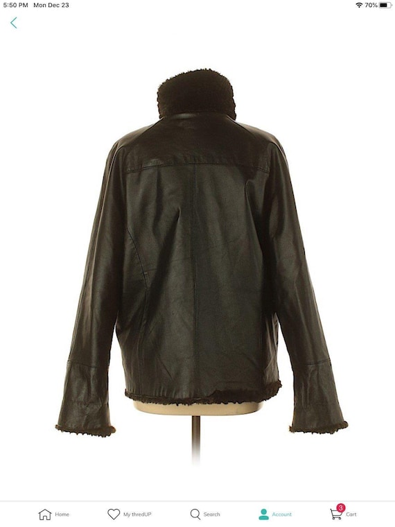 Angelina Reversible Leather Faux Fur Coat Jacket Black Sz L - Etsy