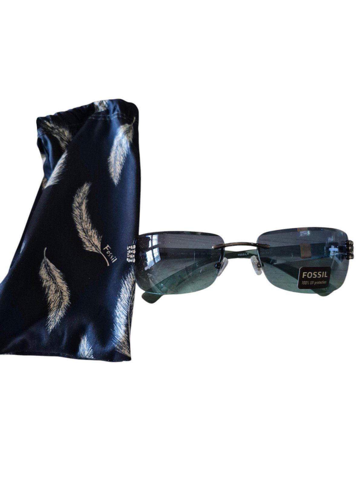 Fossil Ladanna Vintage Sunglasses Rhinestone Rimless Womens  display picture 2