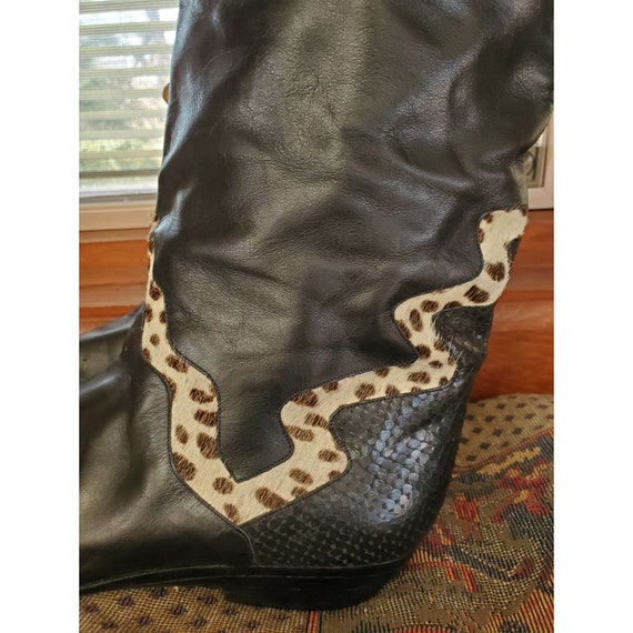 Calderone Vintage Black snakeskin/calf hair Boots… - image 2