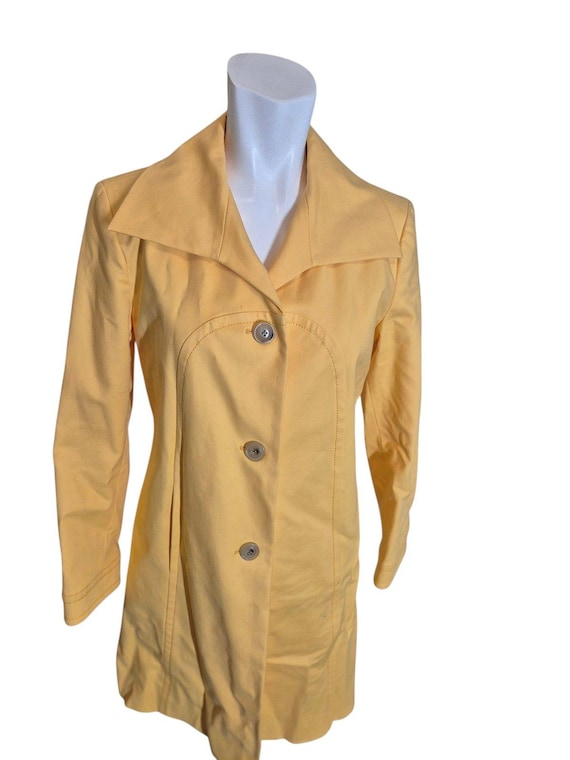 Cole Haan, Cole Haan Vintage Trench Coat Cute Mid Length Coat Yellow Floral lined sz 6
