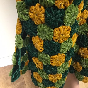 Handmade 60s Vintage Knit Green Boho Skirt sz S image 6