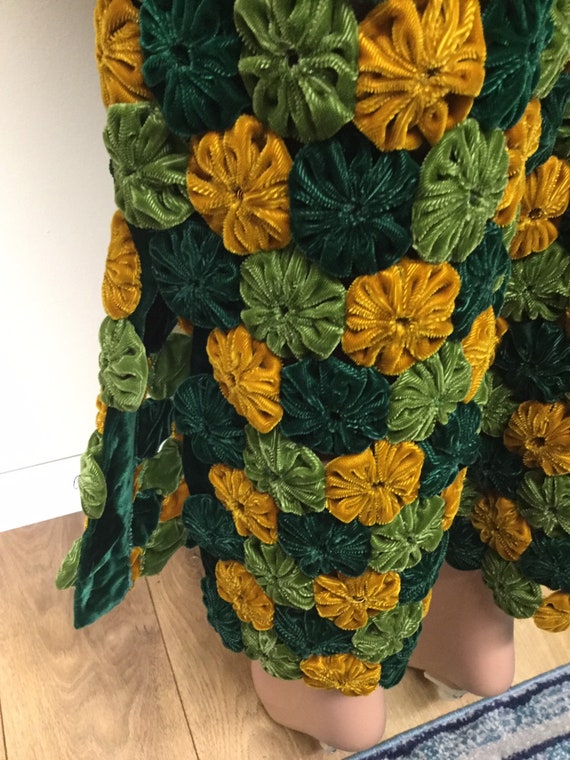 Handmade 60’s Vintage Knit Green Boho Skirt sz S - image 6