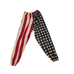 American Flagwear USA Vintage 100% Cotton Canvas Jogger  Style Pants Unisex sz M Patriotic
