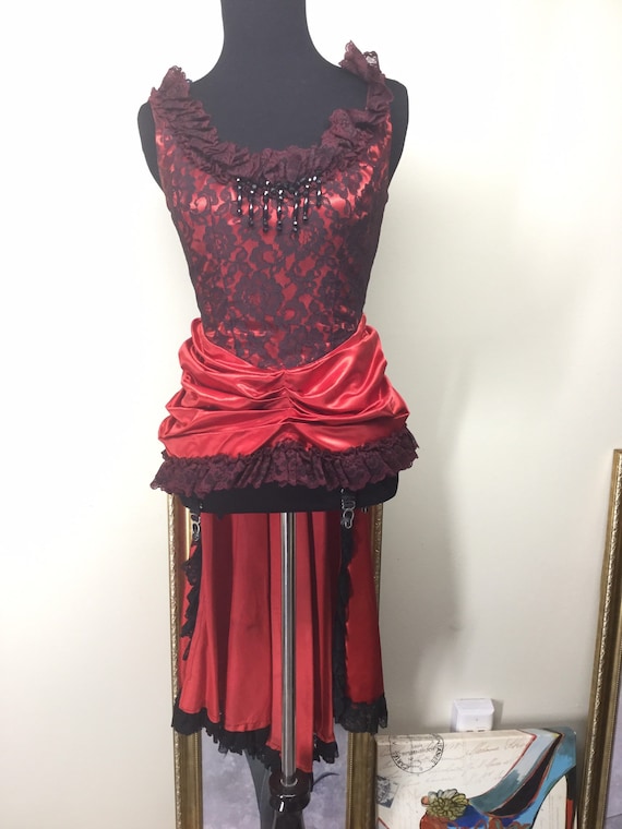 Handmade satin/lace pinup Burlesque cosplay costum
