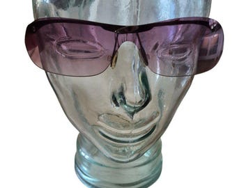 Gafas de sol Norma Kamali vintage de los años 90, estilo Y2K, sin montura con degradado, marrón metalizado 7519
