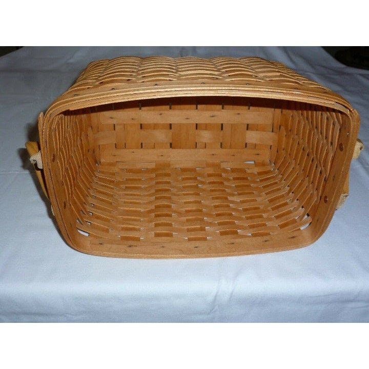Longaberger Newspaper/magazine Basket W/ Leather Handles and Liner