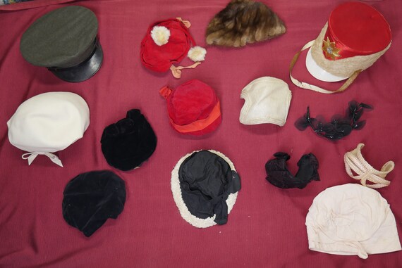 Lot of 24 Vintage 1920's-1970's Hats and Headpiec… - image 2