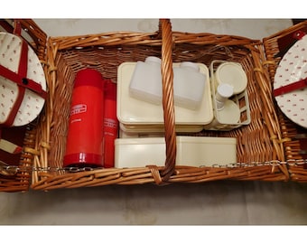 Brexton Wicker Picnic Hamper Set: 1950s English Service for 6 - Etsy