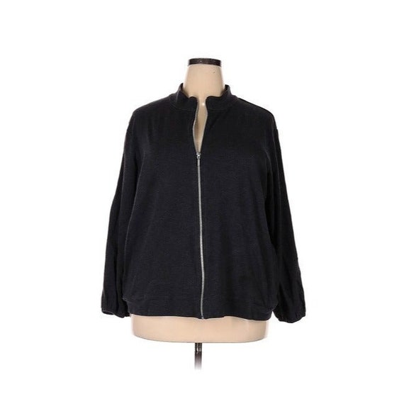 Joan Vass Charcoal Grayblack Jersey Jacket Sweatsh