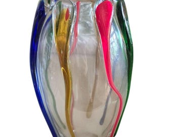 Frantisek Zemek Vintage 60s Mstisov Glassworks Rhapsody Collection Vase Czech