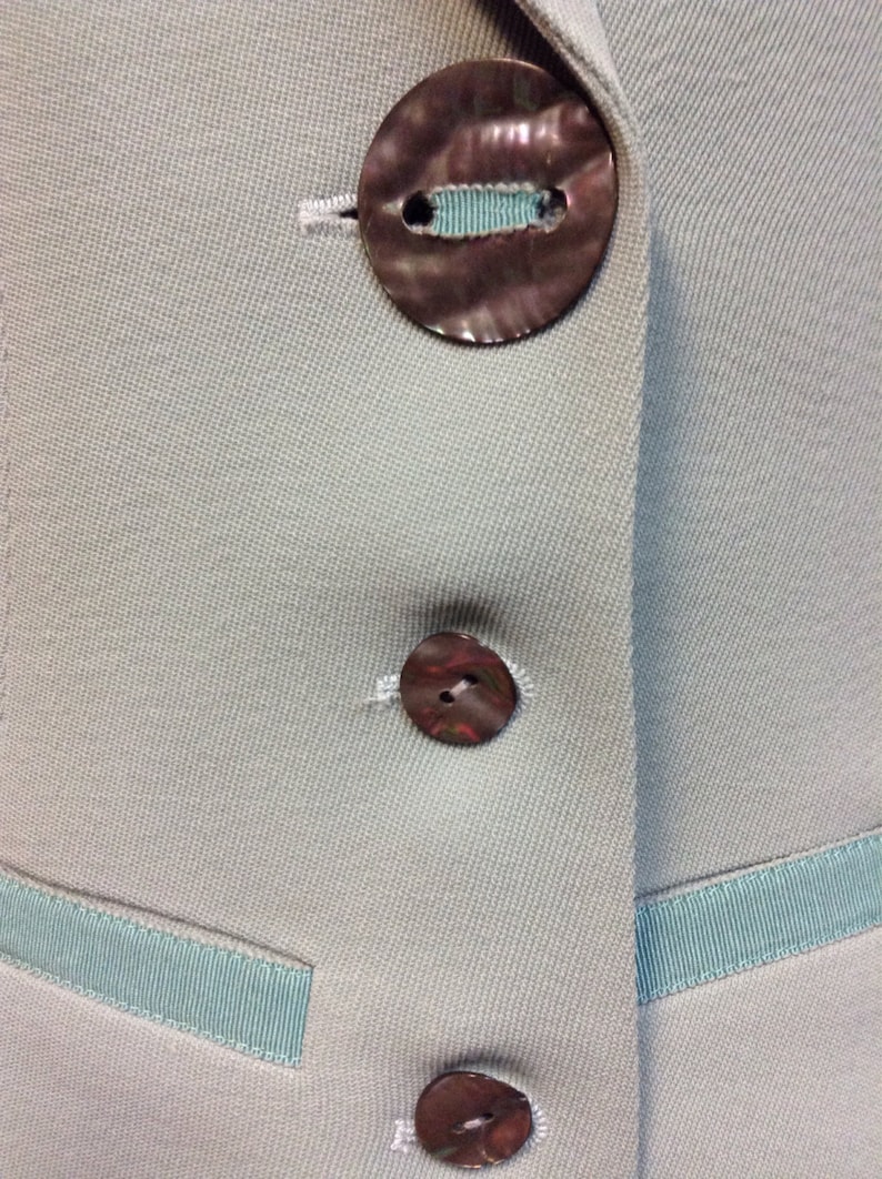 Chantal Thomass Paris Aqua Skirt Suit w/ Mother of Pearl buttons image 3