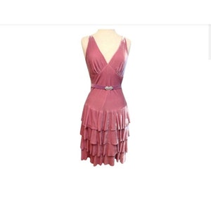 Laundry by Shelli Segal Pink Mauve Velvet Ruffle Dress size 10
