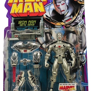 Figura de acción de Iron Man Arctic Armor con garra de lanzamiento Marvel TV Toy Biz 1995 NUEVO imagen 1