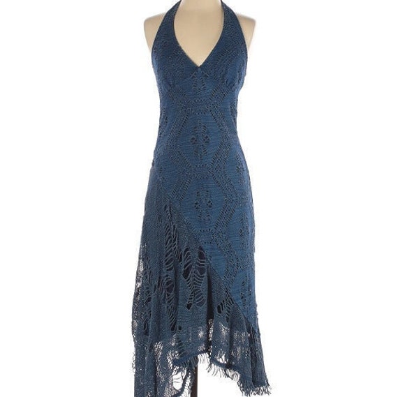 knee length dresses for ladies Blue Planet | Anne's Strappy Distressed Denim Midi Dress