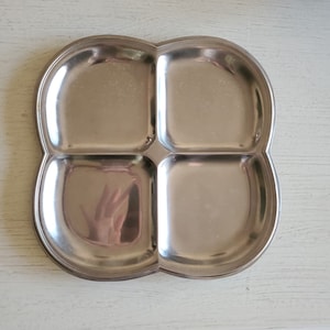 Gabis Sweden Vintage Mid-Century Stainless Steel &quot;Clover&quot; Serving Tray