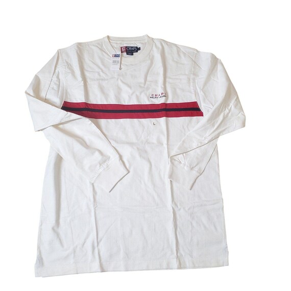 Ralph Lauren Vintage 90s Mens Long Sleeve T-SHIRT White Red/blue