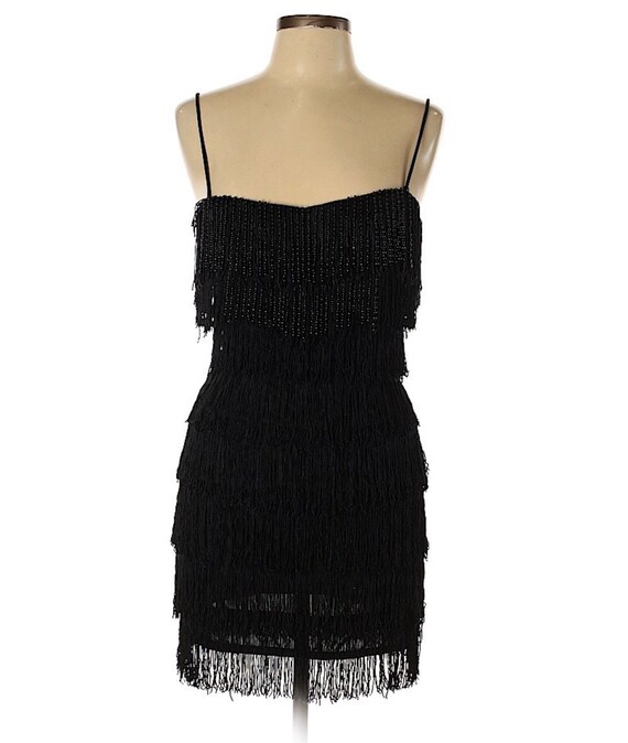 New Leaf Vintage Flapper Fringe beaded Dress 20's