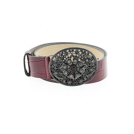 White House Black Market NEW Brown Crocodile Embossed Belt Leather Croc Obi Belt | White House Black Market main image 2