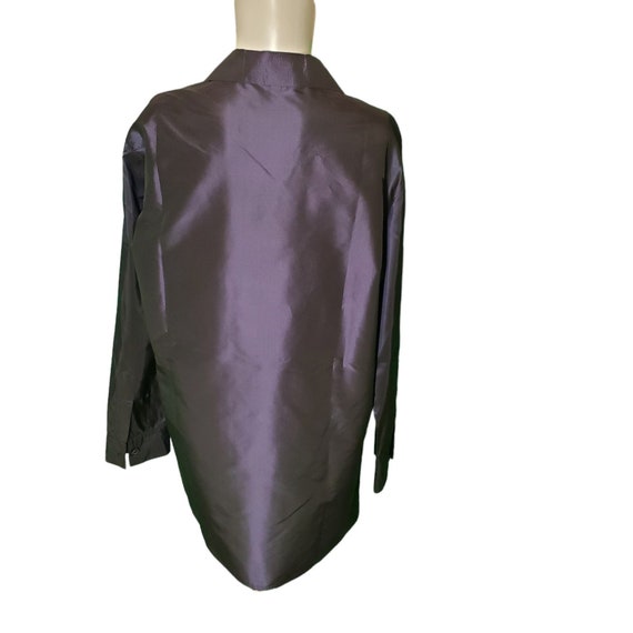 Shamask Navy Silk Tunic Blouse Button Down Shirt … - image 4