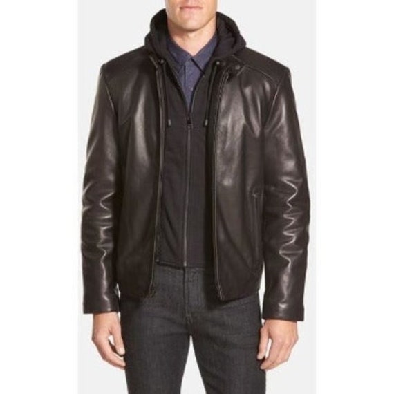 Andrew Marc Black Classic Lamb Leather Moto Jacket