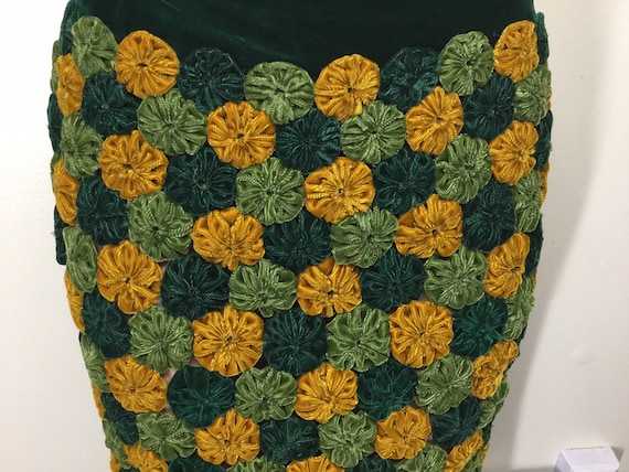Handmade 60’s Vintage Knit Green Boho Skirt sz S - image 3