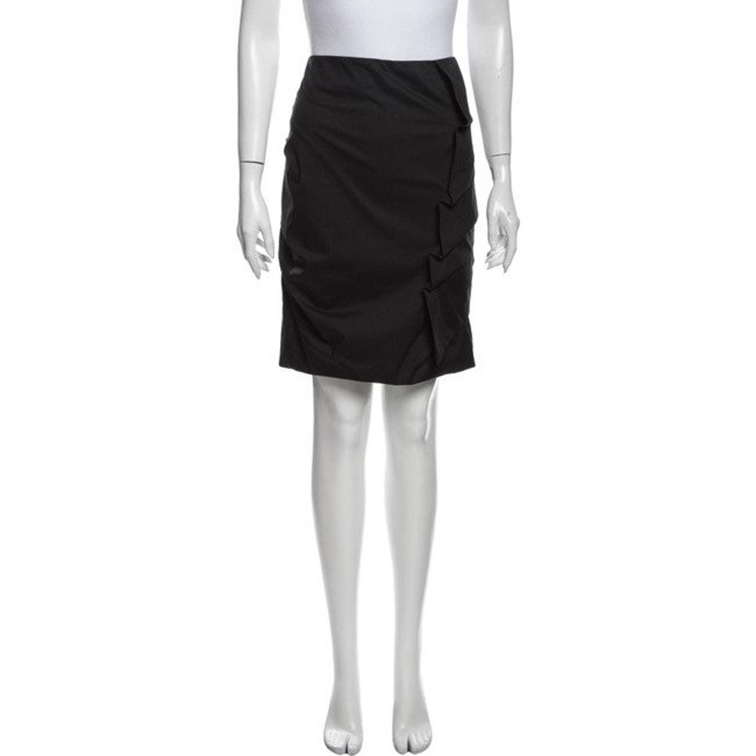 Shin Choi Black Lightweight Ruched/pleated Asymmetric Skirt