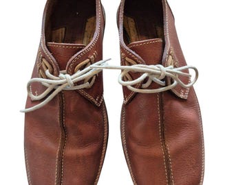 Johnston & Murphy Mens VTG 90s Y2K Leather Split Toe Oxford Shoes Cognac Sz 9