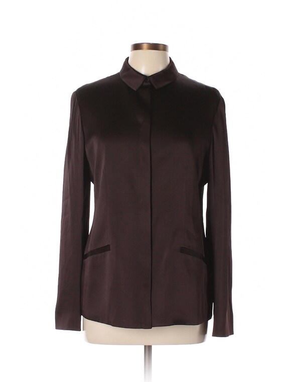 Armani Collezioni Brown Plum Satin Blouse Jacket … - image 3