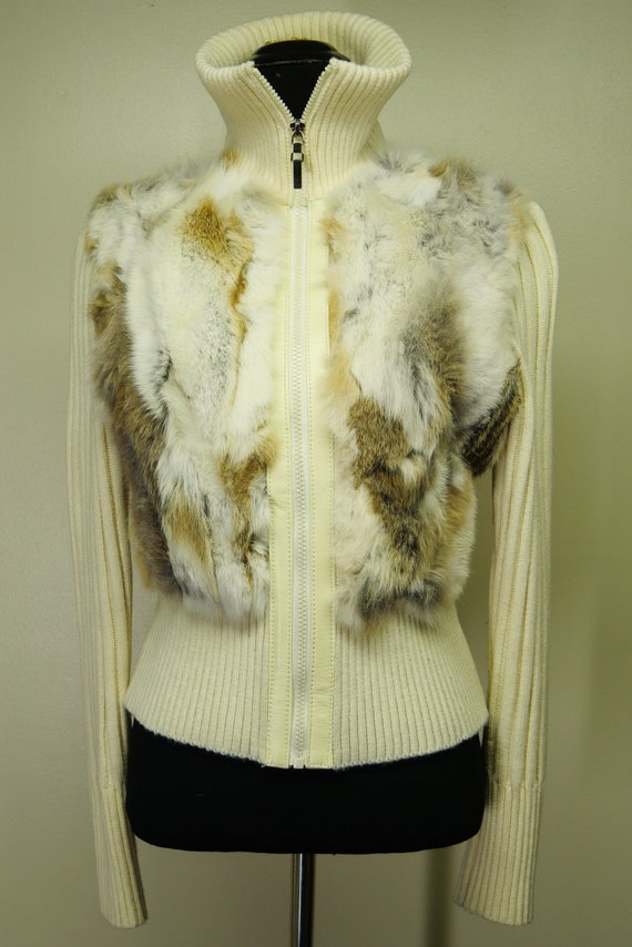 rabbit fur sweater jacket