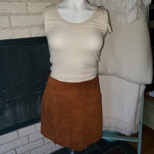 Vintage 60s-70s Brown/Tan Suede Leather Skirt 2