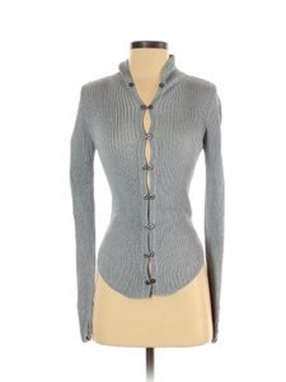 Nellik light blue rib knit sweater cardigan Sweat… - image 1