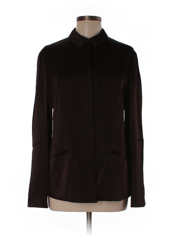 Armani Collezioni Brown Plum Satin Blouse Jacket … - image 1