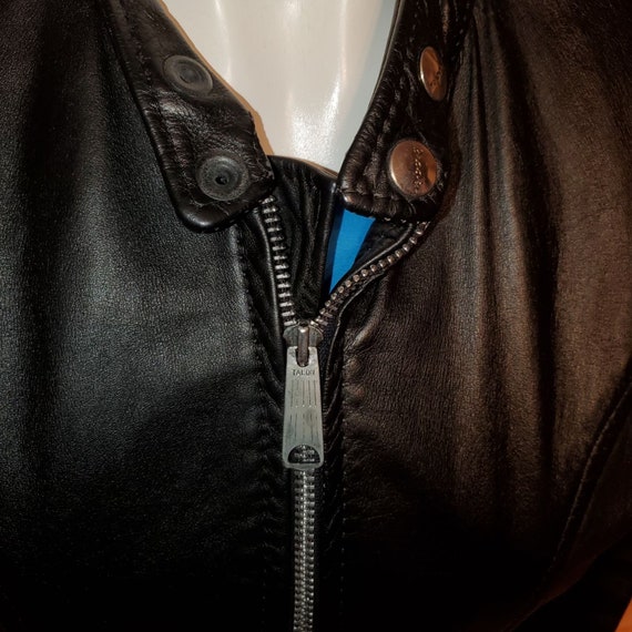 Brooks Vintage Black Leather Moto Jacket with zip… - image 3