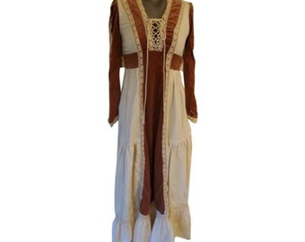 Vestido largo bohemio de encaje y terciopelo Juliett de Gunne Sax, talla 0-4