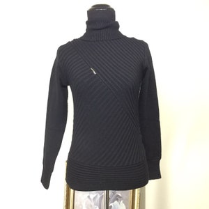 TiBALDi Italien Vintage Schwarz Wollmischung Mock Rollkragenpullover S