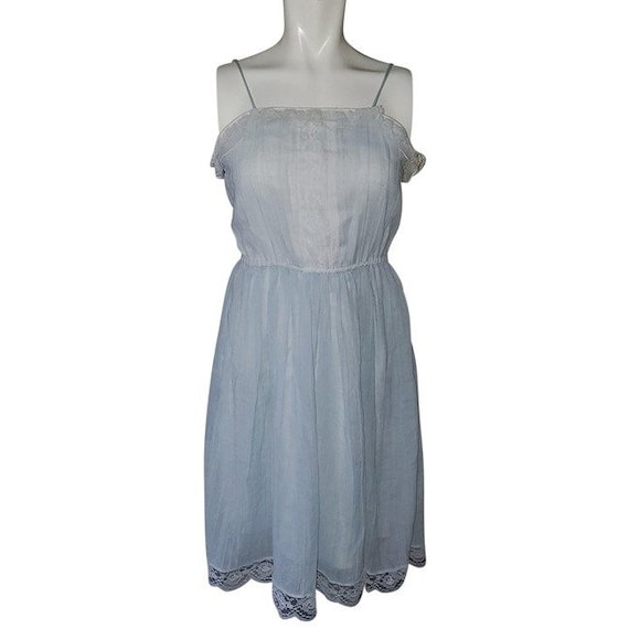 Gunne Sax Vintage Light Blue 70's Light Gauzy Bea… - image 1