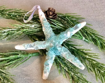 Christmas Tree Ornament, Beach Christmas, Beach Ornament, Seaglass Ornament, Coastal Christmas Tree Ornament, Beach Decor, Starfish Ornament