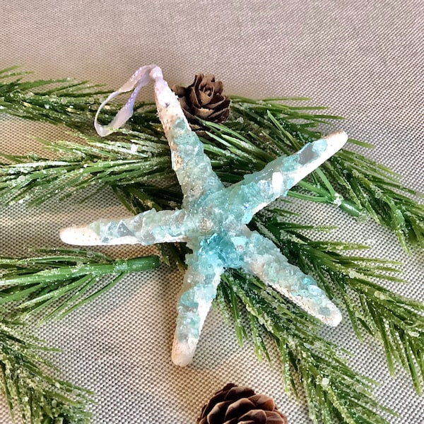 Christmas Tree Ornament, Beach Christmas, Beach Ornament, Seaglass Ornament, Coastal Christmas Tree Ornament, Beach Decor, Starfish Ornament