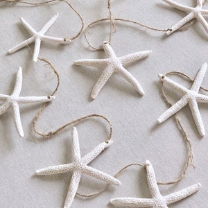 White Starfish Garland: Hemp Cording, Beach Decor