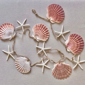 Starfish Shell Garland, Coastal Garland, Starfish Garland,  Starfish Christmas Shell Garland, Beach Theme Garland, Coastal Christmas Decor