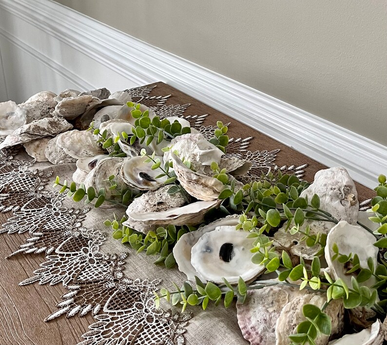 Beach Oyster Shell Garland, Oyster Shell Table Runner, Beach Home Decor, Beach Table Accent, Thick Shell Garland, Beach Garland image 4