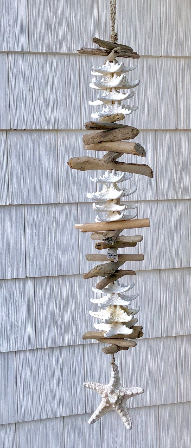 Driftwood Wall Art Beach Decor Driftwood Mobile Shell Etsy
