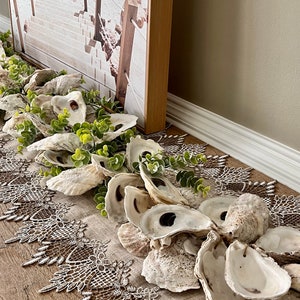 Beach Oyster Shell Garland, Oyster Shell Table Runner, Beach Home Decor, Beach Table Accent, Thick Shell Garland, Beach Garland image 5