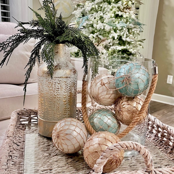 Capiz Shell Net Ball Ornaments, Beach Christmas Shell Ball Ornament, Nautical Shell Ball Ornament, Coastal Christmas Ornaments, Home Decor
