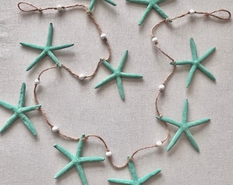 Starfish Garland, Beach Garland, Shell Garland, Beach Party Garland, Blue Starfish Garland, Beach Home Decor, Garland, Beach Party Decor