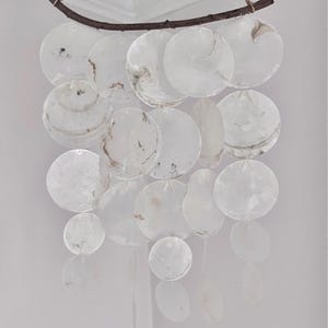 Capiz Shell Mobile: Beachy Wind Chime Wall Hanging - 22in x 11in